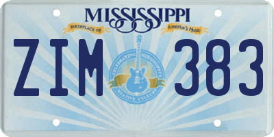 MS license plate ZIM383