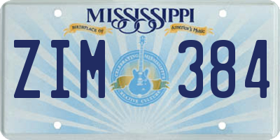 MS license plate ZIM384