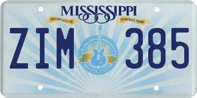 MS license plate ZIM385