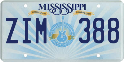 MS license plate ZIM388