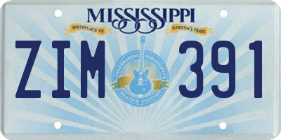 MS license plate ZIM391