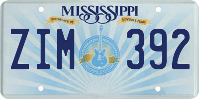 MS license plate ZIM392