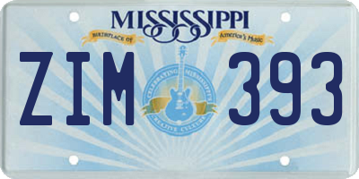 MS license plate ZIM393