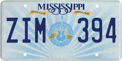 MS license plate ZIM394