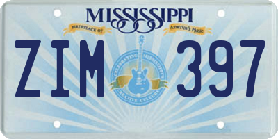 MS license plate ZIM397