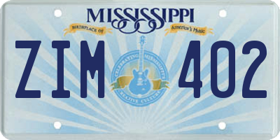 MS license plate ZIM402