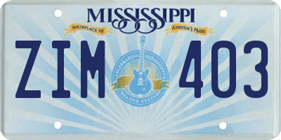 MS license plate ZIM403