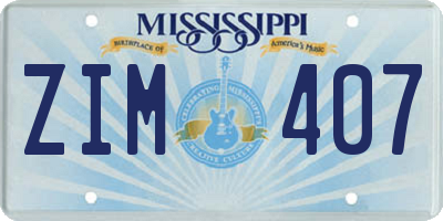 MS license plate ZIM407