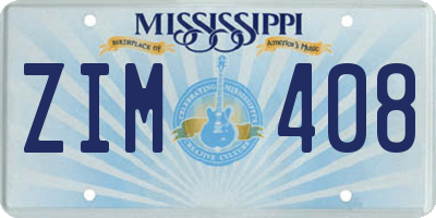 MS license plate ZIM408