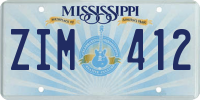 MS license plate ZIM412