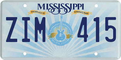 MS license plate ZIM415