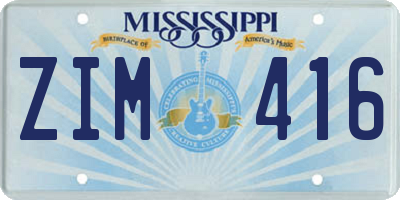 MS license plate ZIM416