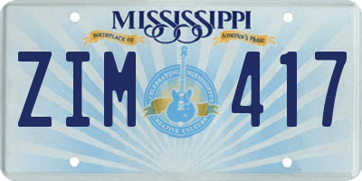 MS license plate ZIM417