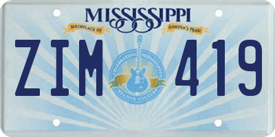 MS license plate ZIM419