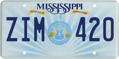 MS license plate ZIM420