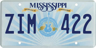 MS license plate ZIM422