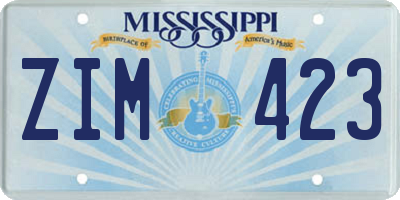 MS license plate ZIM423