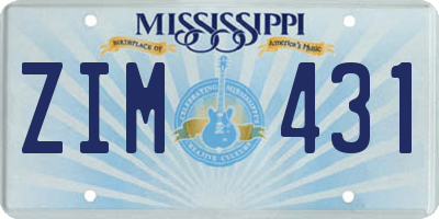 MS license plate ZIM431