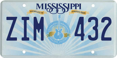 MS license plate ZIM432
