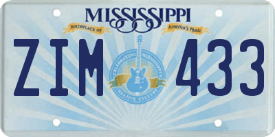 MS license plate ZIM433