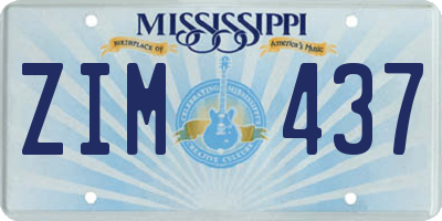 MS license plate ZIM437