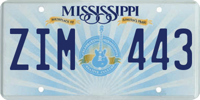 MS license plate ZIM443