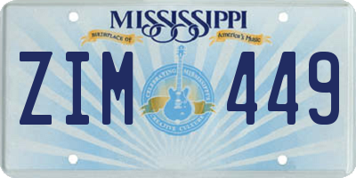 MS license plate ZIM449