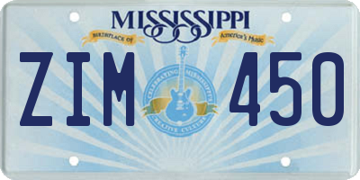 MS license plate ZIM450