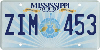 MS license plate ZIM453
