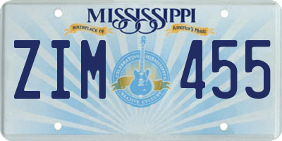 MS license plate ZIM455