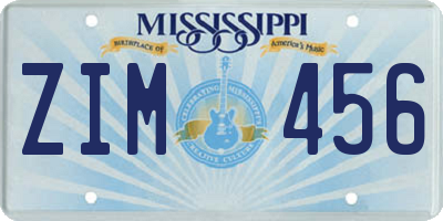 MS license plate ZIM456