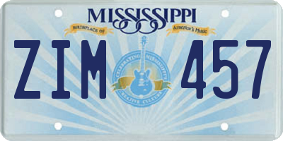 MS license plate ZIM457