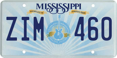 MS license plate ZIM460