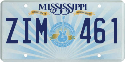 MS license plate ZIM461
