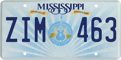 MS license plate ZIM463