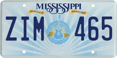 MS license plate ZIM465