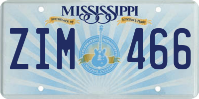 MS license plate ZIM466