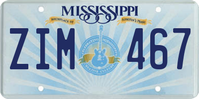 MS license plate ZIM467
