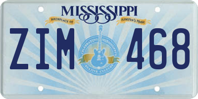 MS license plate ZIM468