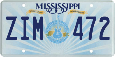 MS license plate ZIM472