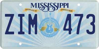 MS license plate ZIM473