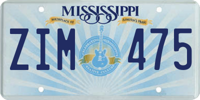 MS license plate ZIM475