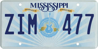 MS license plate ZIM477