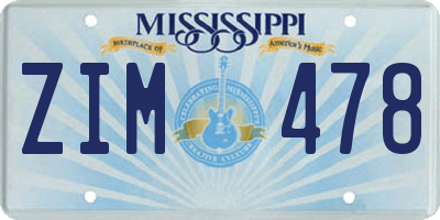 MS license plate ZIM478