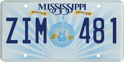 MS license plate ZIM481
