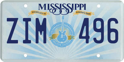 MS license plate ZIM496