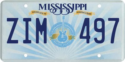 MS license plate ZIM497