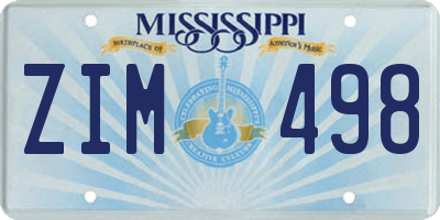 MS license plate ZIM498