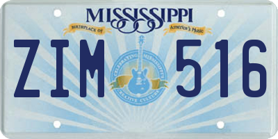 MS license plate ZIM516