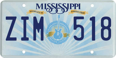 MS license plate ZIM518